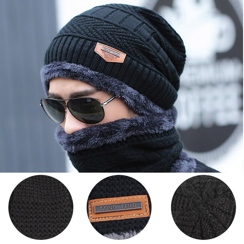 Cold Warm Winter Hat for Men "2"pcs Ski Cap and Scarf Set